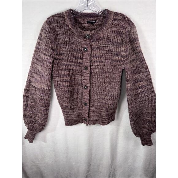 Who What Wear Womens Button-Up Wool Blend Cardigan Plum 🍆 Sweater Small - Picture 2 of 12